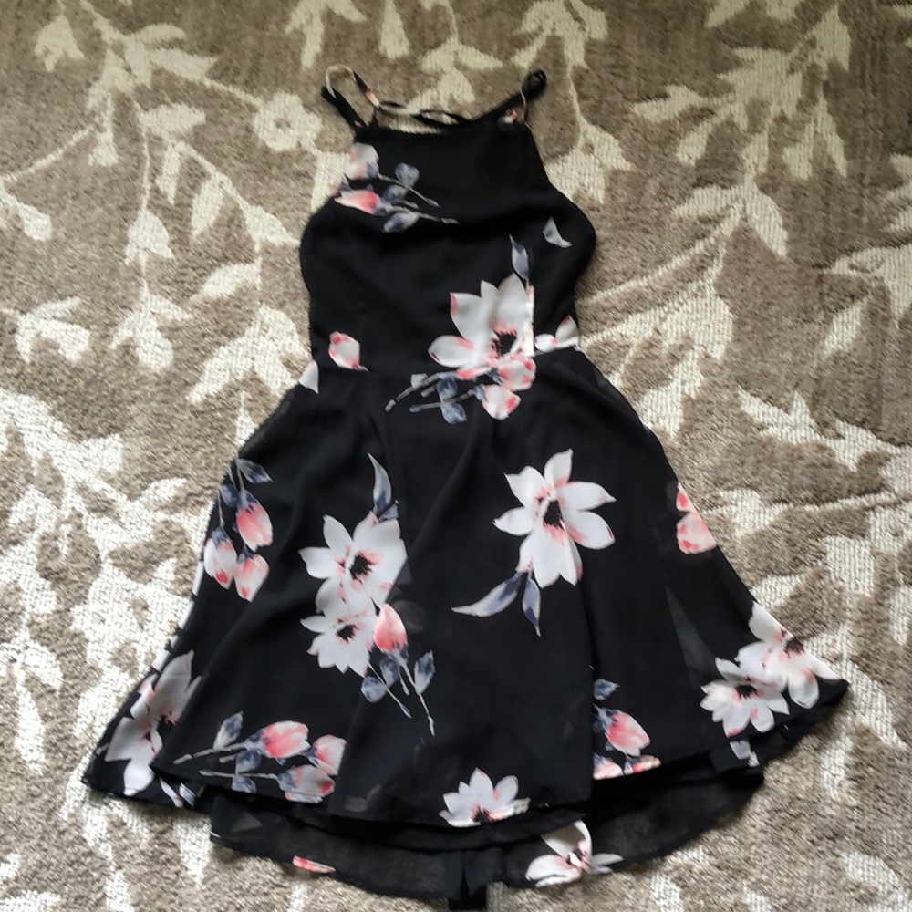 Lulus happy together black floral dress